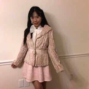 Beth Bowley Anthropology Dusty Pink Fur Coat